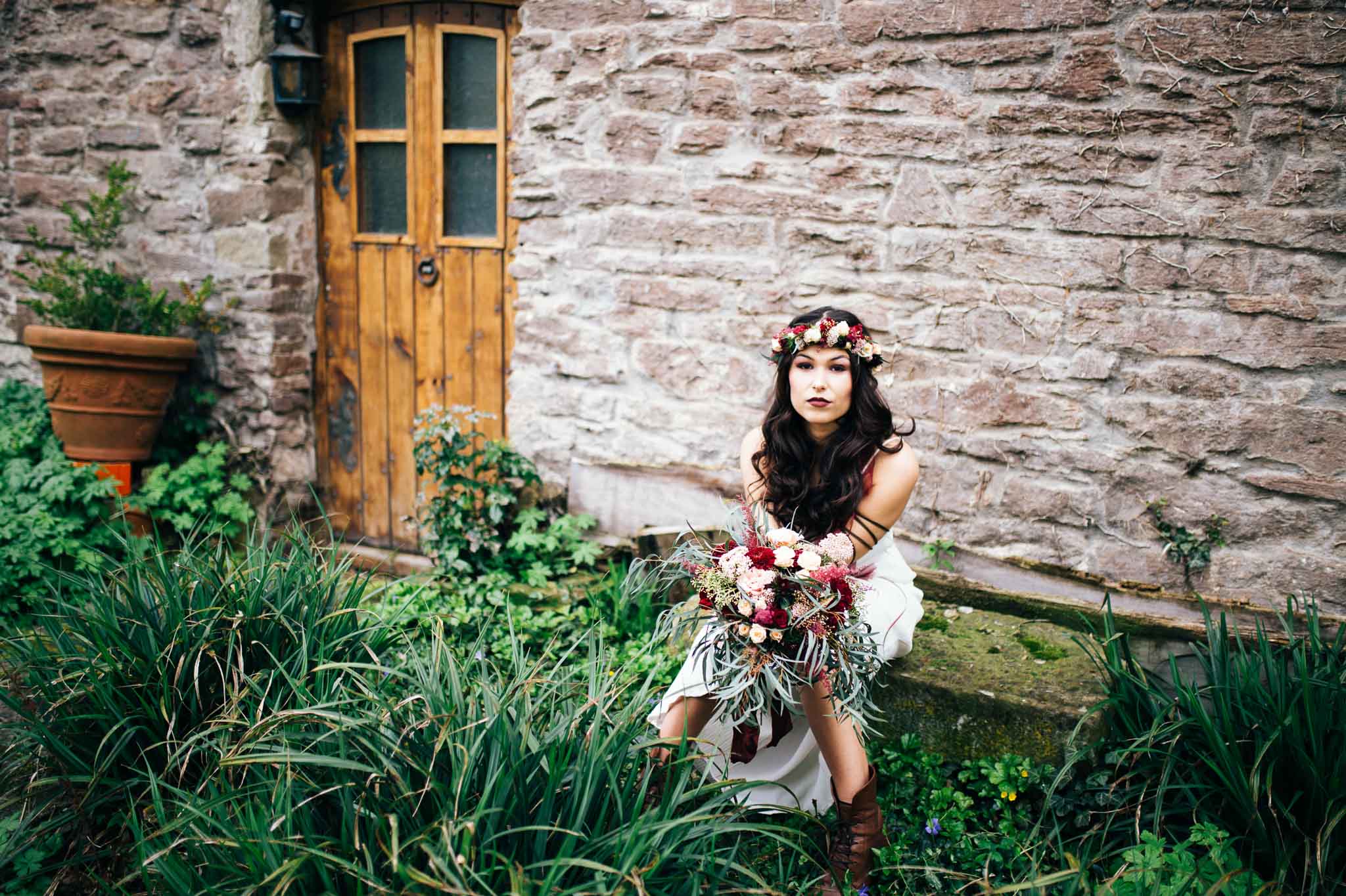 Portrait einer Boho Braut in Leonberg - Hochzeitsfotografin 